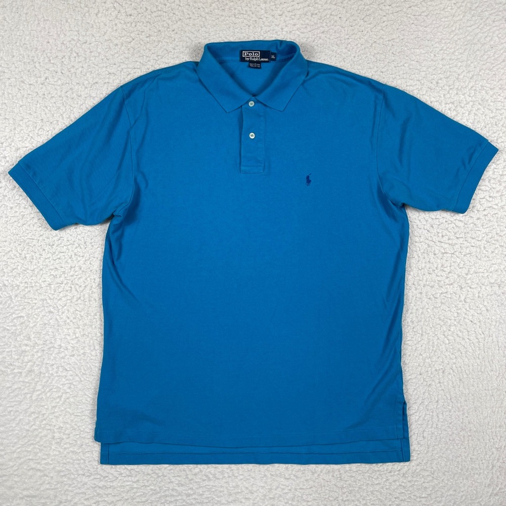 Polo Ralph Lauren Polo Shirt Mens XL Blue Short Sleeve Classic Fit Pique Logo